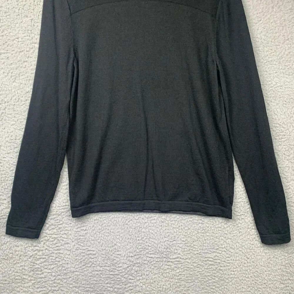 Banana Republic Sweater Mens Medium Black Merino Wool Pullover Lightweight